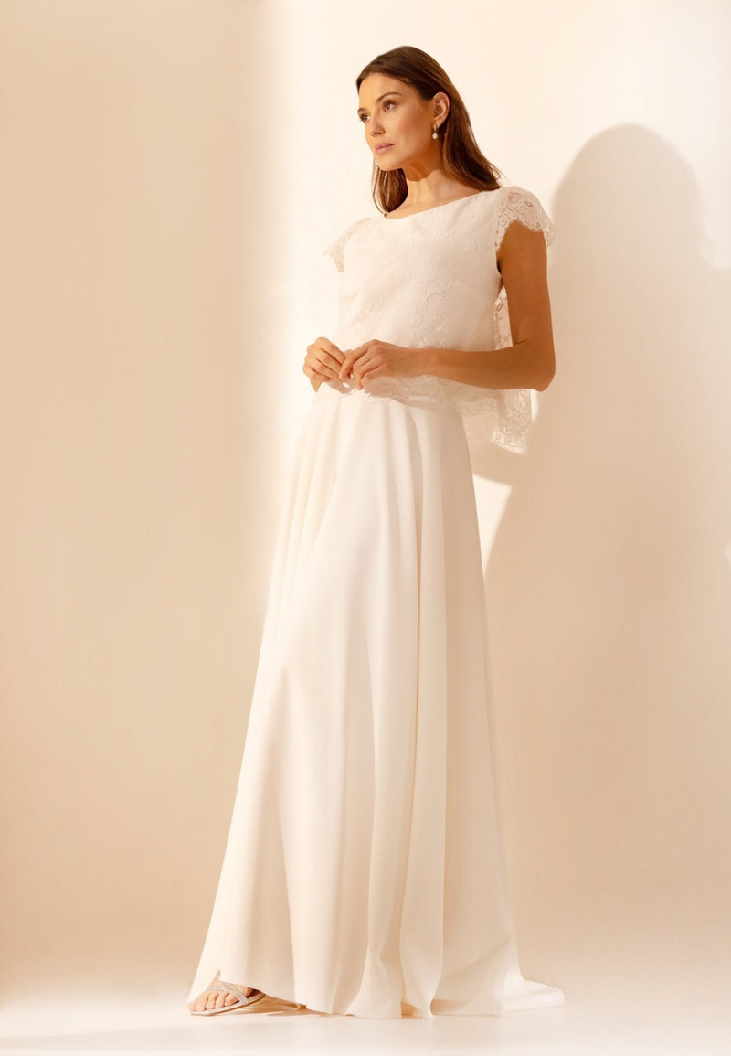 Haut de Mariée PAULINE en Dentelle Transparente – Élégance et Raffinement à Lyon - AM LUX COUTURE