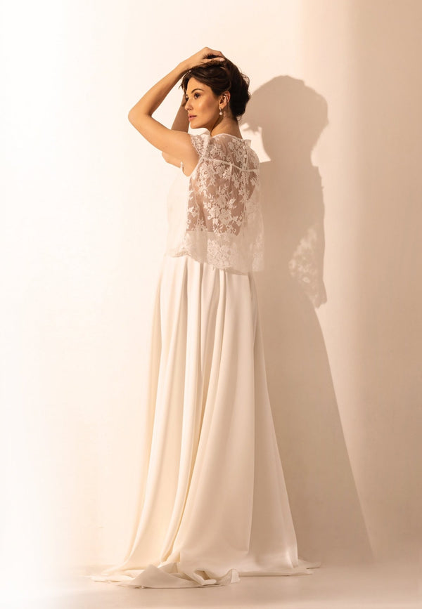 Haut de Mariée PAULINE en Dentelle Transparente – Élégance et Raffinement à Lyon - AM LUX COUTURE
