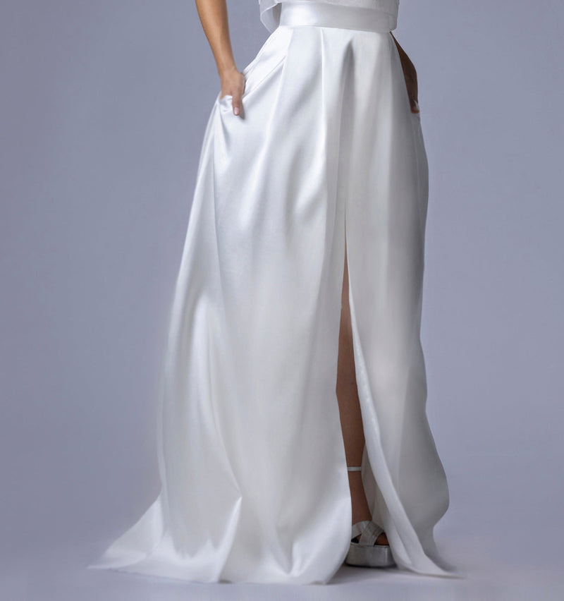 Jupe de Mariée en Mikado avec Fente Élégante - LISE - AM LUX COUTURE