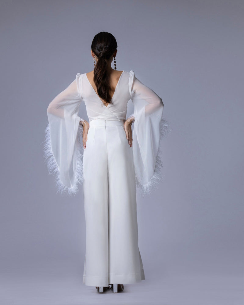 Pantalon de Mariée LILIE avec Fente – Élégance et Modernité à Lyon - AM LUX COUTURE