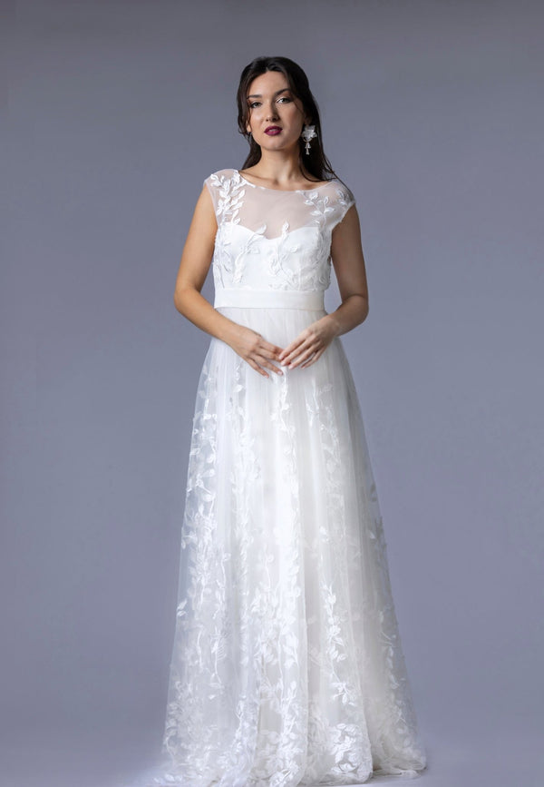Robe Champêtre en Dentelle Italienne - ELARA - AM LUX COUTURE