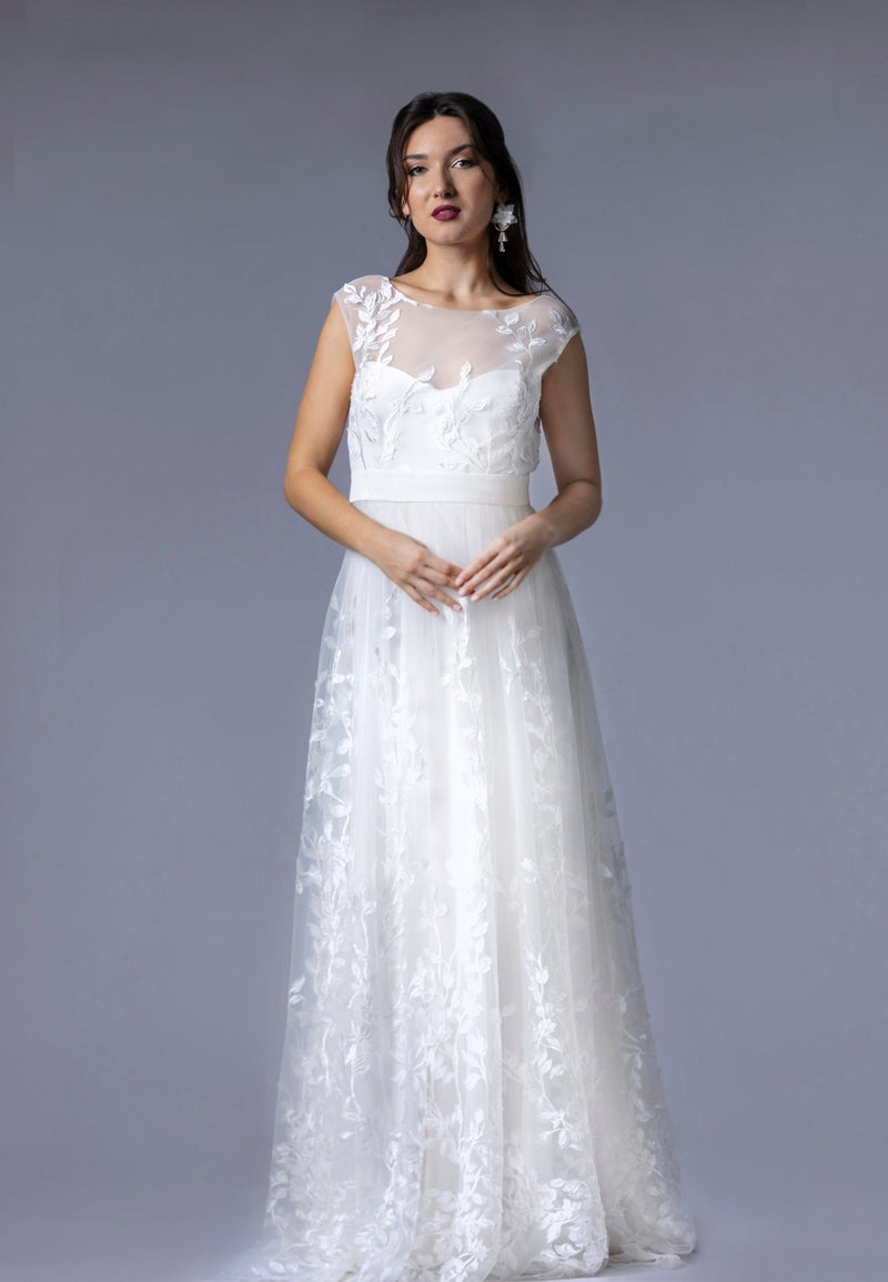 Robe Champêtre en Dentelle Italienne - ELARA - AM LUX COUTURE