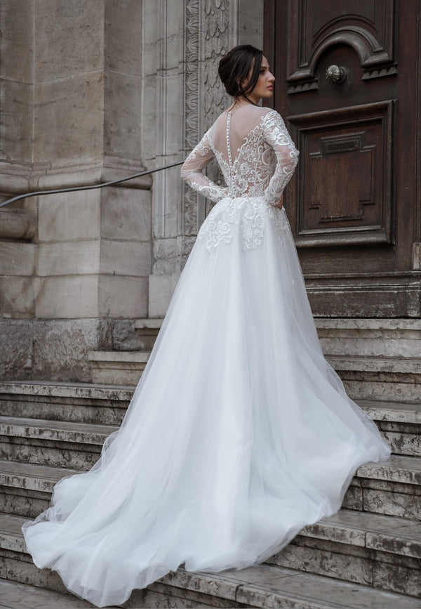 Robe de Mariée Princesse en Dentelle et Tulle - Élisa - AM LUX COUTURE