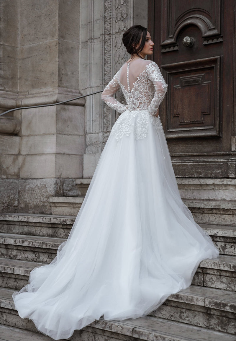 Robe de Mariée Princesse en Dentelle et Tulle - Élisa - AM LUX COUTURE