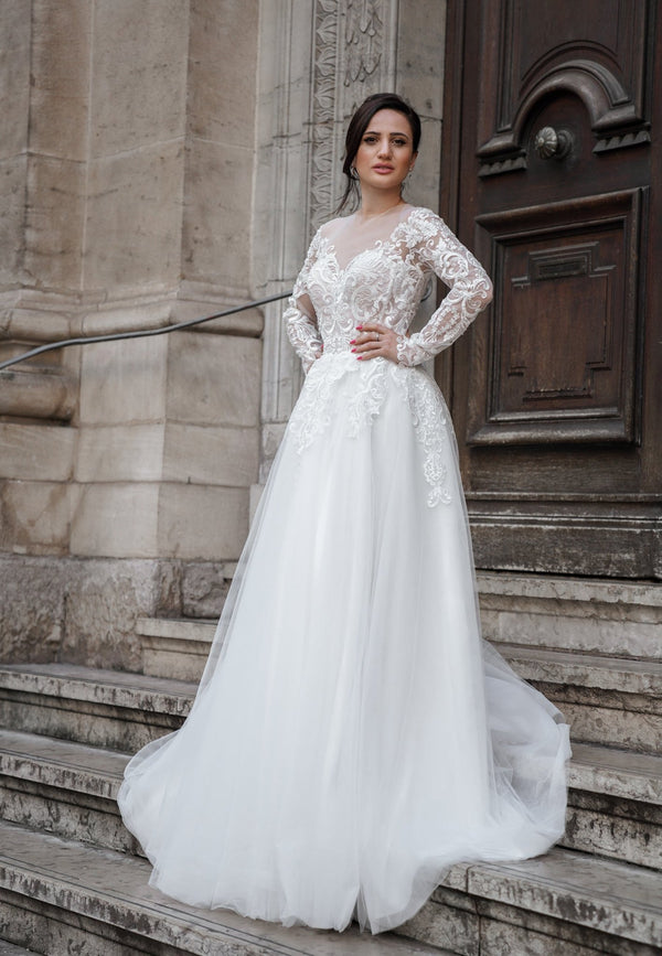 Robe de Mariée Princesse en Dentelle et Tulle - Élisa - AM LUX COUTURE