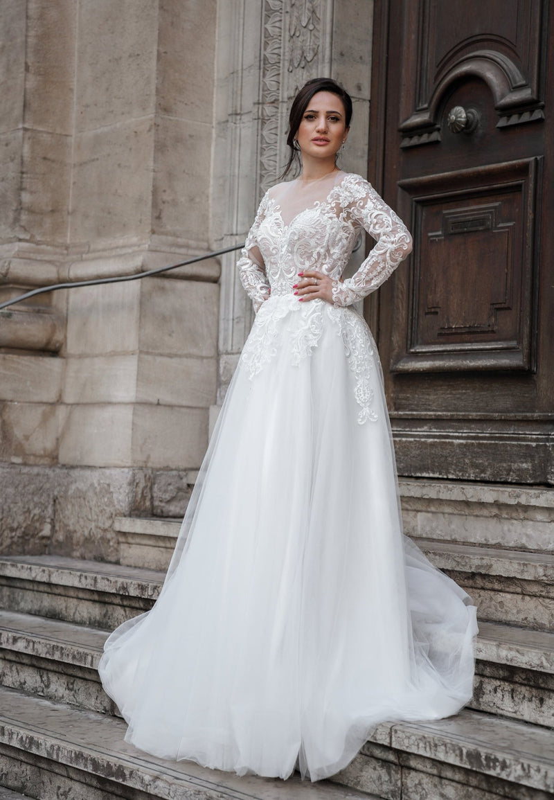 Robe de Mariée Princesse en Dentelle et Tulle - Élisa - AM LUX COUTURE