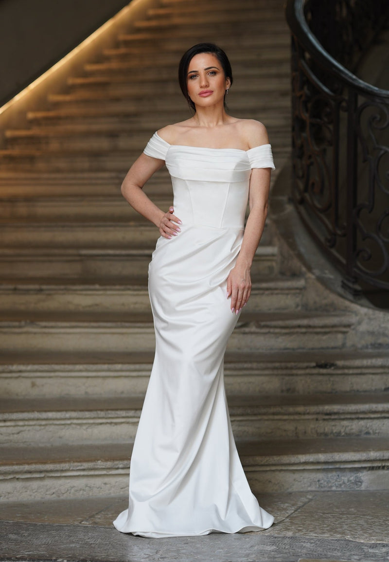 Robe de mariée SELENE – bustier drapé & surjupe amovible - AM LUX COUTURE