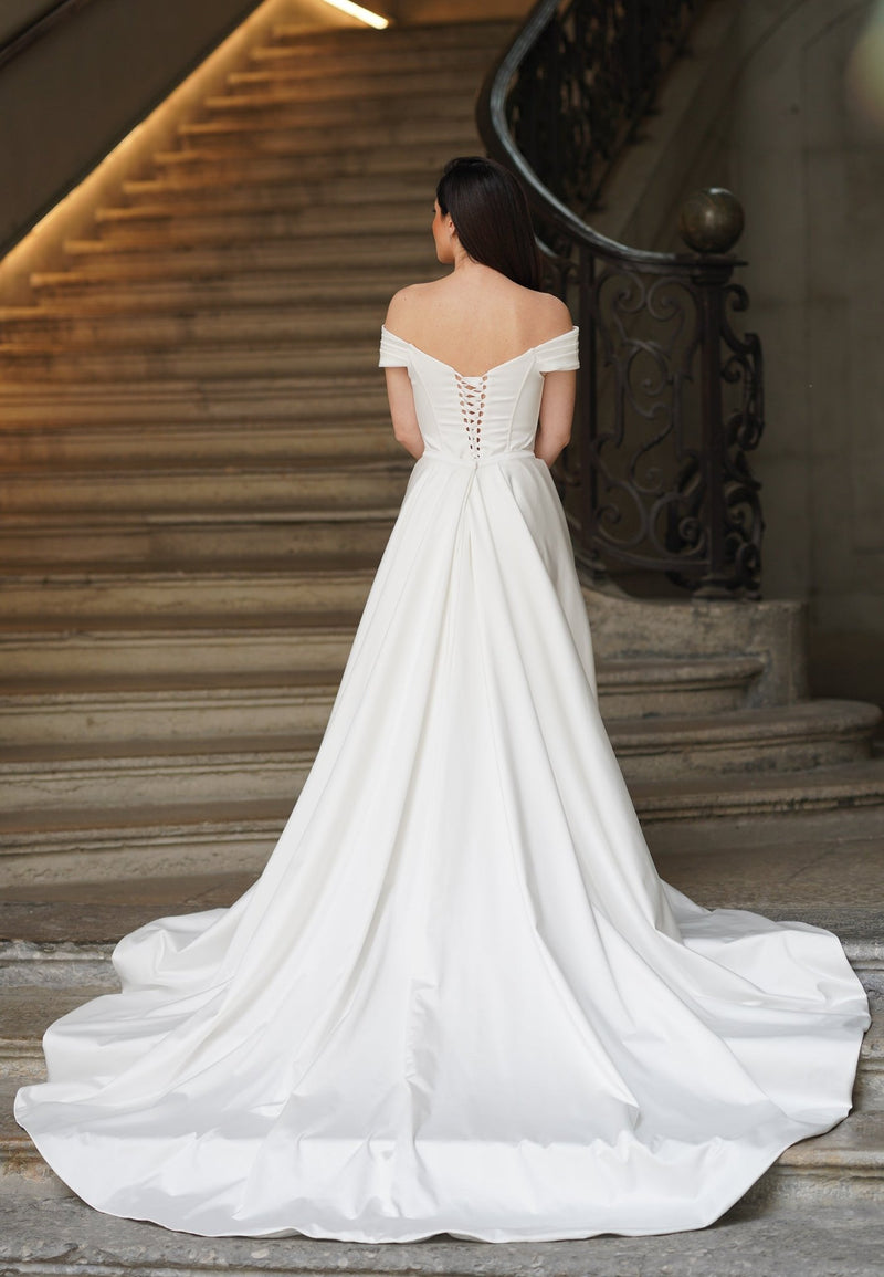 Robe de mariée SELENE – bustier drapé & surjupe amovible - AM LUX COUTURE