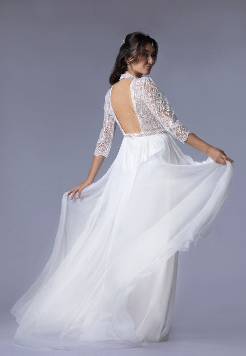 Robe Fourreau Bohème en Dentelle - CÉLESTE - AM LUX COUTURE