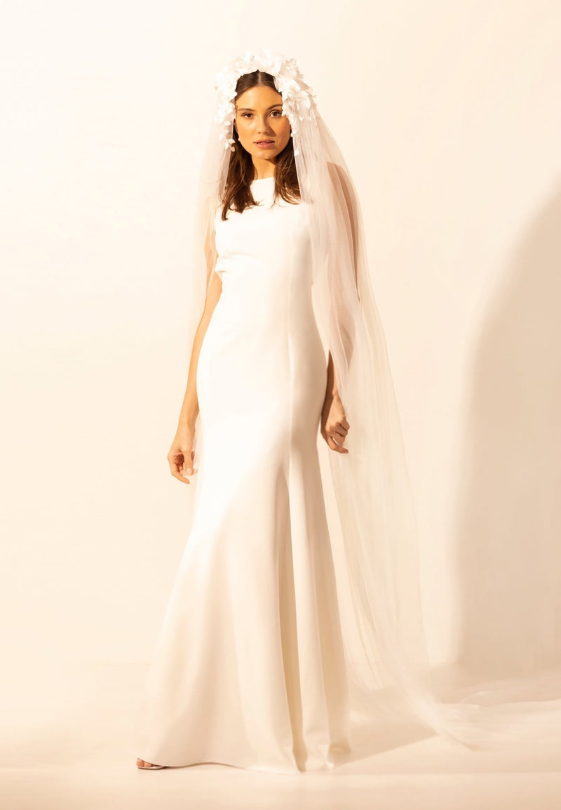 VOILE DE MARIÉE ÉLOISE AUX FLEURS SATINÉES 3D - AM LUX COUTURE