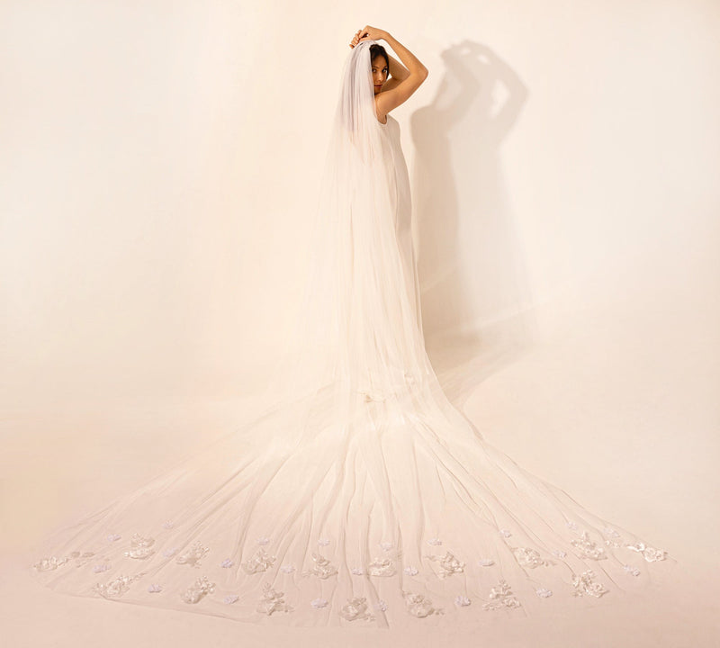 VOILE LISA LONG FLEURI - AM LUX COUTURE