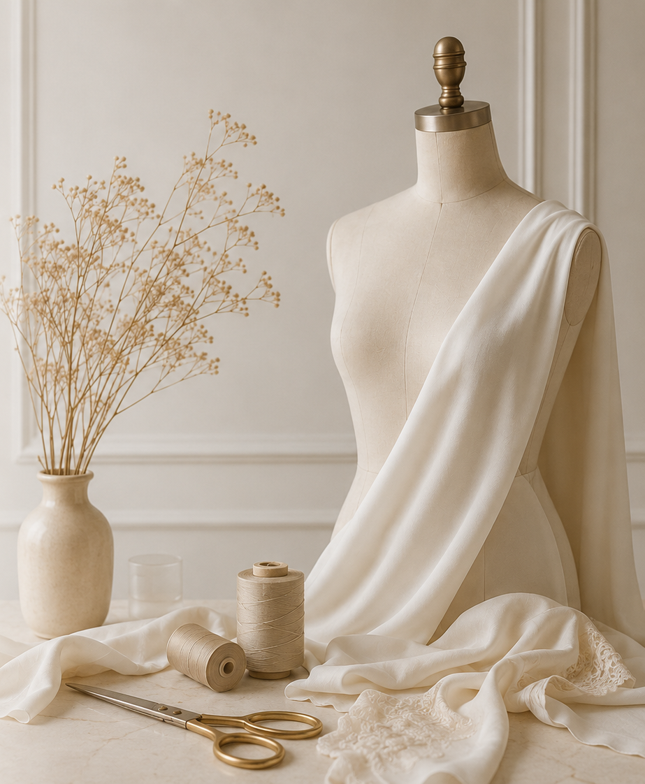Atelier AM LUX COUTURE, robe drapée sur mannequin